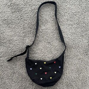 Baggu Black Heart Patterned Small Crescent